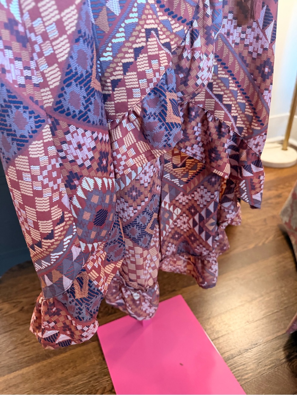 Inspired Hearts Mauve & Dusty Rose Geometric Wrap Maxi Dress - Picture 5 of 6